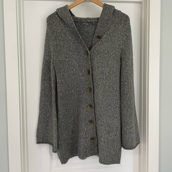 PrAna Longline Knit Hooded Gray Cardigan Size M - Picture 2 of 7